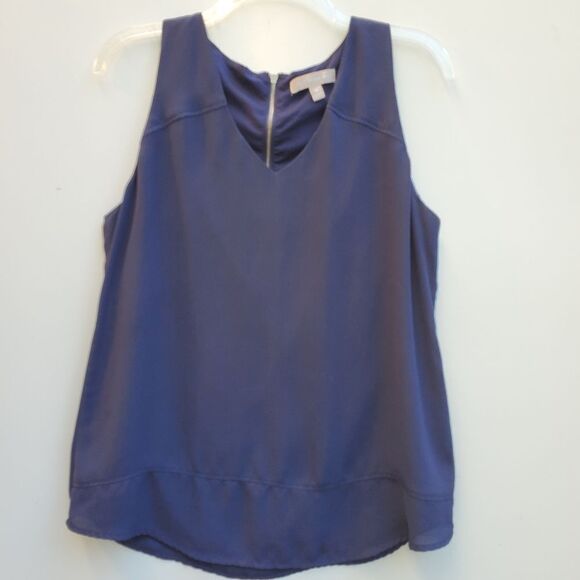 BANANA REPUBLIC back zip Navy Blue + gold muscle sleeveless top M MEDIUM - Picture 1 of 9